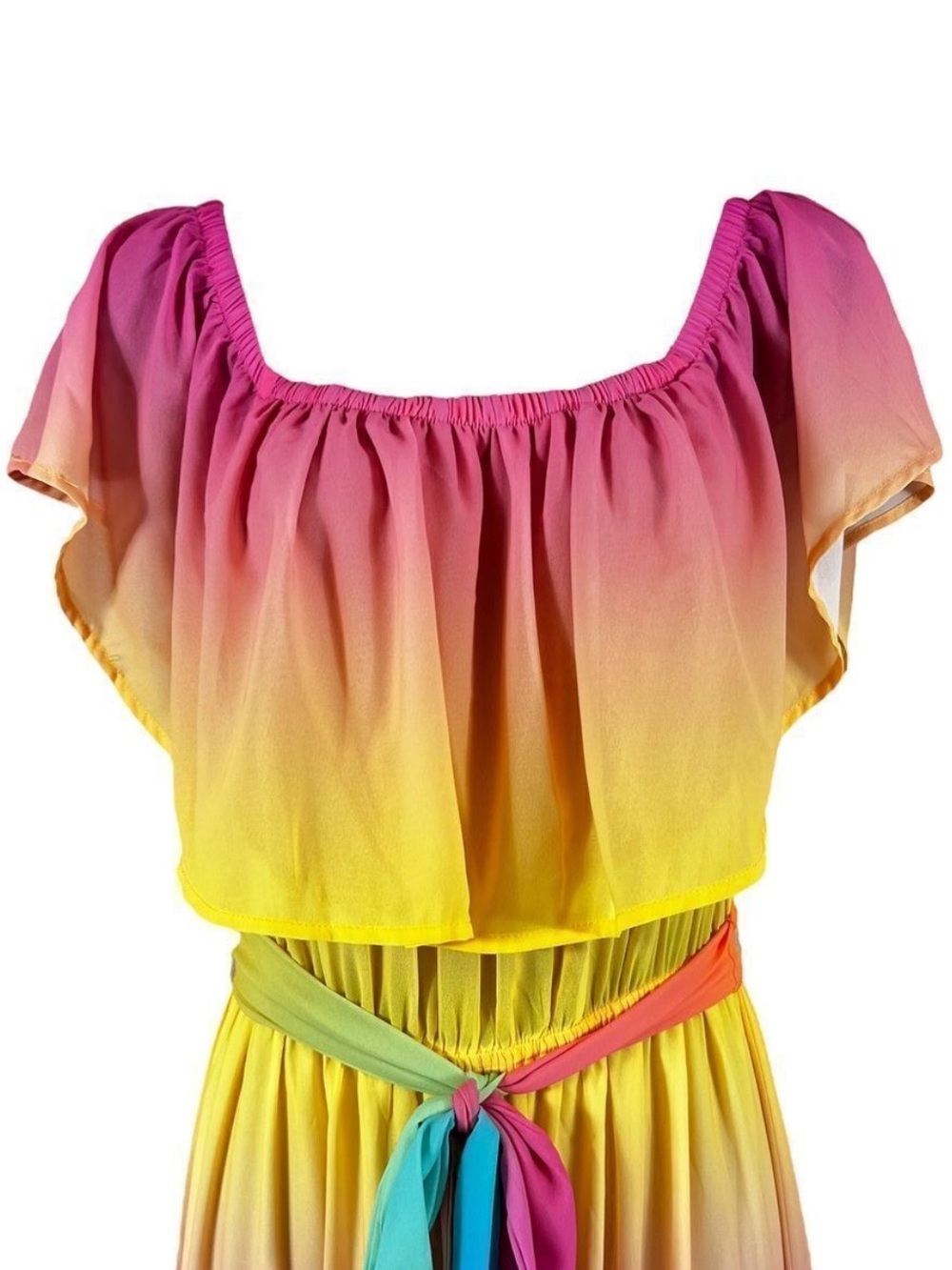 Vici Rainbow Skies Off-Shoulder Tiered Ombré Maxi Dress - Picture 3 of 6